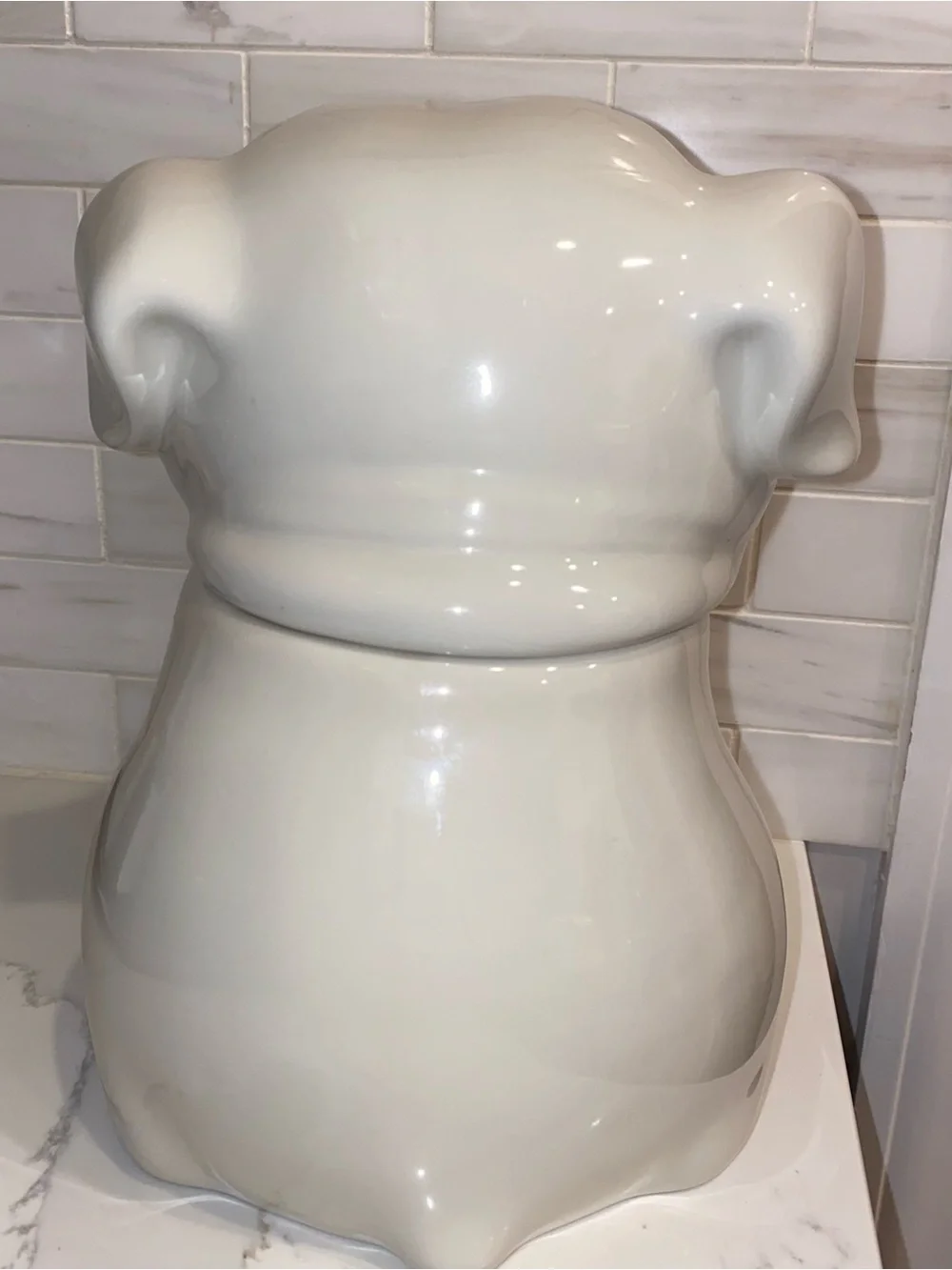 Threshold Stoneware Bulldog Cookie Jar White Animal Shaped